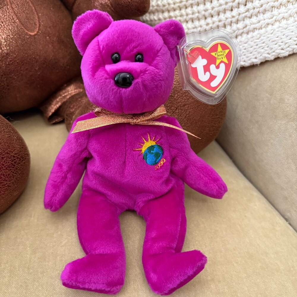 VTG Auth TY BEANIE ORIGINAL BABY LTD 1999 MILLENIUM BEAR w/ ERRORS RETIRED